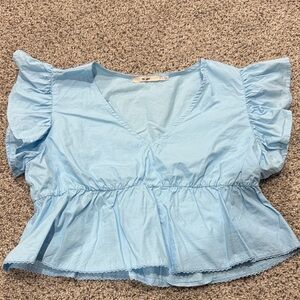 Miami Sky Blue Ruffled Blouse